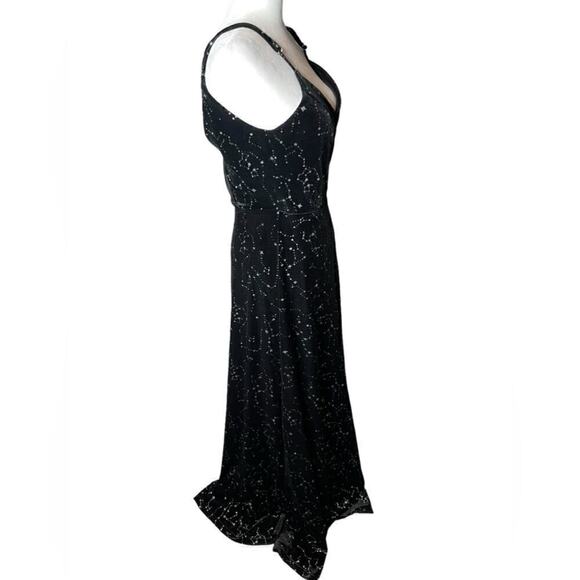 Zapaka Black Star Print Wrap Maxi Dress Sparkly Celestial Size 6 - Picture 13 of 16